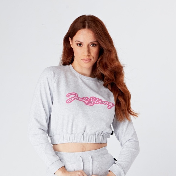 Just Strong gray crop sweatshirt size 2X - Picture 1 of 8